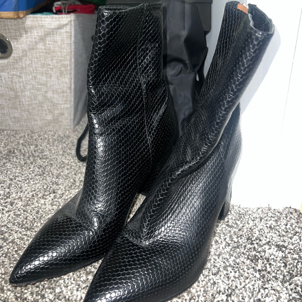 Paris Texas Black Textured Heeled Boots LIGHTLY WORN